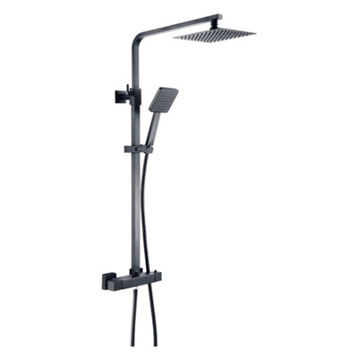 Black Square Overhead Thermostatic Rigid Riser Shower Kit from B&Q