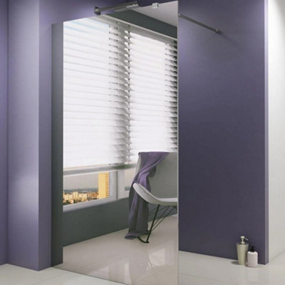 FNX Bathrooms Synergy Vodas 8 700mm Frameless Mirrored Toughened Glass Wet Room Shower Screen Panel from B&Q