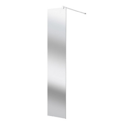 FNX Bathrooms Synergy Vodas 8mm Toughened Safety Glass Mirror Wetroom Side Panel 250 X 1900mm from B&Q
