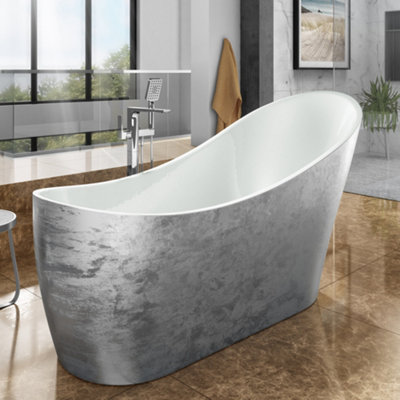 GravaHaus Luxury Freestanding Slipper Bathtub 1720X712Silver from B&Q