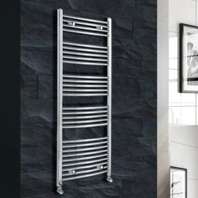 GravaHaus 500X700mm Curved Chrome Heated Towel Warmer Ladder Rail Radiator from B&Q