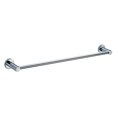 B&Q -  Rigel Modern Bathroom Wall Mounted Round Single Towel Bar Holder 600mm Chrome Finish Durable Brass Construction