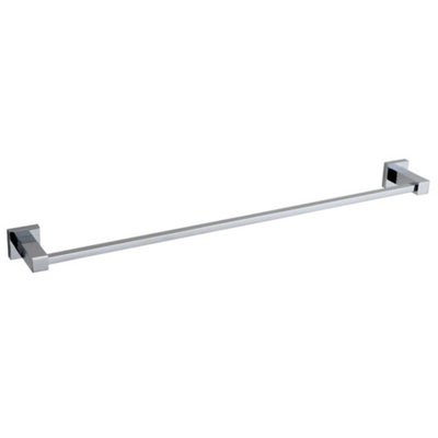 B&Q -  Salm Modern Bathroom Wall Mounted Square Towel Bar Holder 601mm Chrome Finish Durbale Brass Construction Space Saving