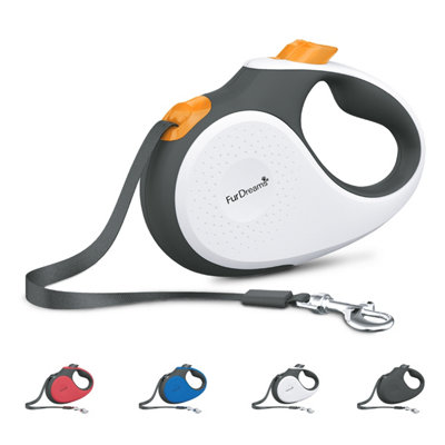 Furdreams Nylon Retractable Small Dog Lead 5M 15Kg 33Lbs Lock Button Heavy Duty Extendable Anti-TangleWhite from B&Q