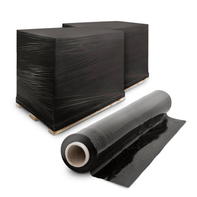 B&Q -  Heavy Duty Pallet Stretch Shrink Wrap RollPlastic Cling Film,400mmx250MBlack
