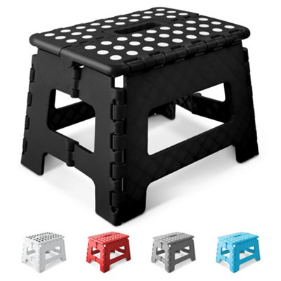 B&Q - Folding Step Stool 9 Inch Heavy Duty Non-SlipKeplin Foldable FootstoolBlack