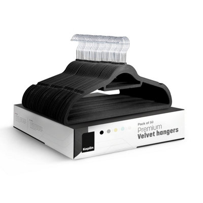 B&Q -  Velvet Hangers 50 Pack Non-Slip Clothes HangersBlack