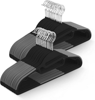 Keplin 50 Pack Non Slip Hangers DurableSlimline Design For Space Saving Tie OrganiserStrap HooksBlack from B&Q