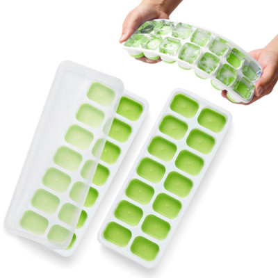 B&Q -   Green Silicone Ice Cube Trays With Non-Spill LidsEasy To Remove Ice Cube