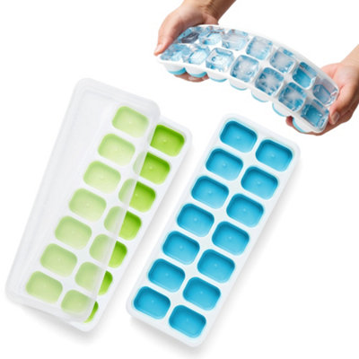 Keplin Silicone Ice Cube Trays With Non-Spill LidsEasy To Remove Ice Cube from B&Q