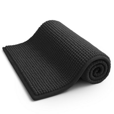 Keplin Non-Slip Microfibre Bath & Toilet Mat 40Cm X 60CmBlack from B&Q