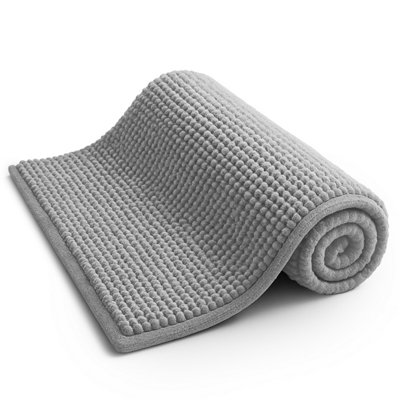 Keplin Non-Slip Microfibre Bath & Toilet Mat 40Cm X 60CmLight Grey from B&Q