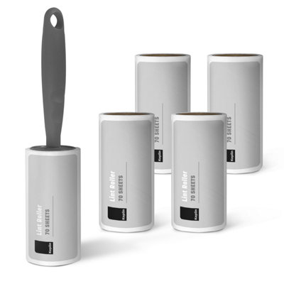 Keplin Grey Lint Roller5 Sticky Replacement Heads With 1 Handle (5 Pack/350 Sheets) from B&Q