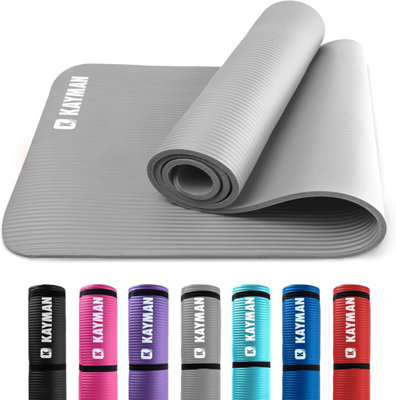Kayman Yoga Mat 183Cm X 60Cm Multi-Purpose Extra Thick Foam Exercise MatsGrey from B&Q