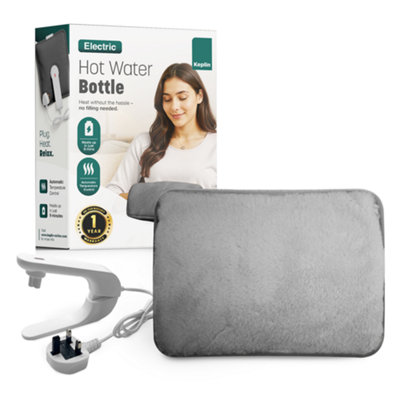 Keplin Rechargeable Electric Hot Water Bottle Soft & Cosy BedGrey from B&Q