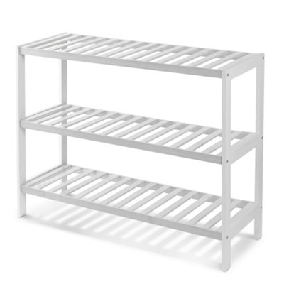 Keplin White 3 Tier Natural Bamboo Shoe Rack Easy Assembly & Strong Design Shelf Organiser from B&Q