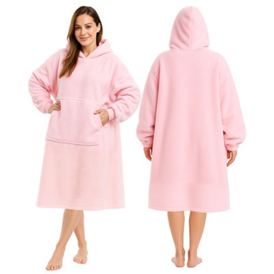 B&Q -  ThermalSoft & Comfortable Oversized Blanket HoodiePinkLarge