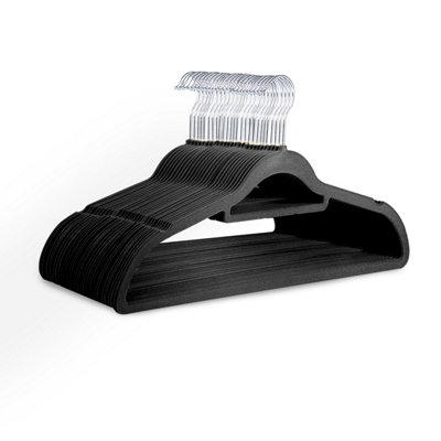 Keplin 30 Pack Swivel Hook Non-Slip Velvet HangersBlack from B&Q