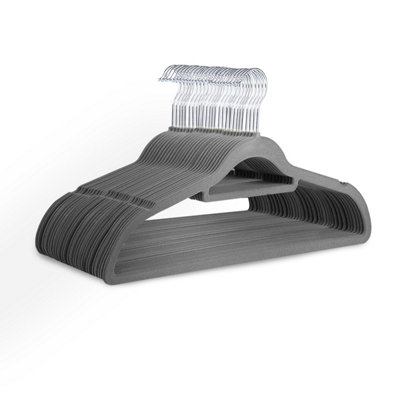 Keplin 30 Pack Swivel Hook Non-Slip Velvet HangersGrey from B&Q