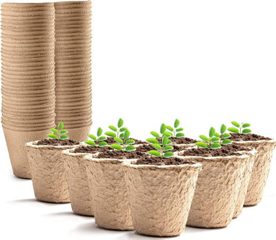Keplin 96 Piece Round Biodegradable Organic Fibre Seedling Pots For Plant Cultivation Compostable Container from B&Q