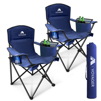 B&Q -  Folding Camping Chairs 2 Pack With Cooler BagLightweight Q195 Steel Frame600D Oxford FabricPortableNavy