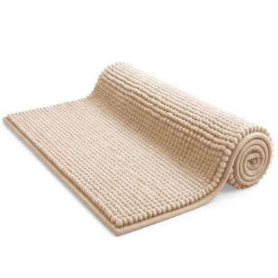 B&Q Keplin Non-Slip Microfiber Bath & Toilet Mat - 50Cm X 80Cm - Beige