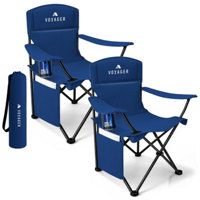 B&Q -  Pouch Folding Camping Chair 2-PackLightweight With Pocket And Drinks HolderBlue