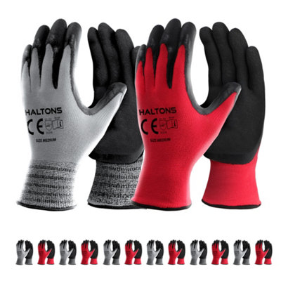 Haltons Latex & Polyester Work Gloves MenDurable Gardening Gloves For WomenSnug Fit (Pack Of 12) from B&Q