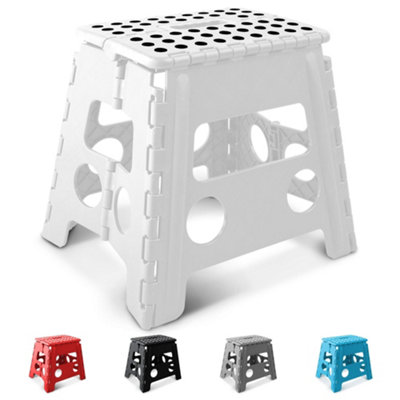 B&Q -  13 Inch Heavy Duty Folding Step StoolNon-Slip Foldable FootstoolWhite