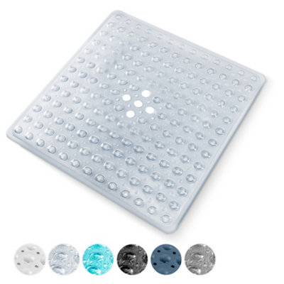Keplin Non-Slip Rubber 54X54Cm Shower Mat200 Suction CupsBpaLatex FreeMachine WashableClear from B&Q
