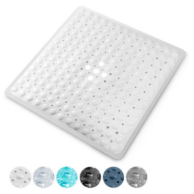 Keplin Non-Slip Rubber 54X54Cm Shower Mat200 Suction CupsBpaLatex FreeMachine WashableWhite from B&Q