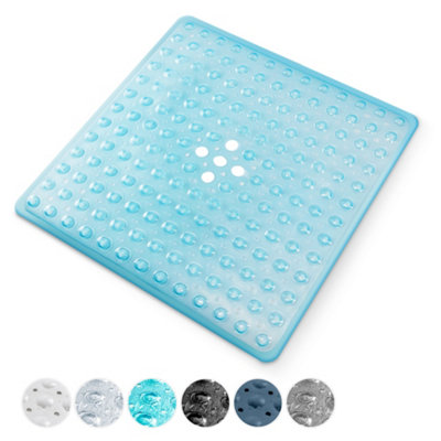 Keplin Non-Slip Rubber 54X54Cm Shower Mat200 Suction CupsBpaLatex FreeMachine WashableBlue from B&Q
