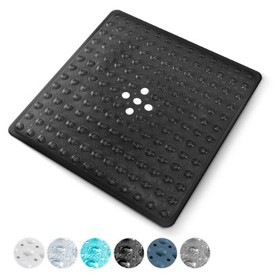 Keplin Non-Slip Rubber 54X54Cm Shower Mat200 Suction CupsBpaLatex FreeMachine WashableBlack from B&Q