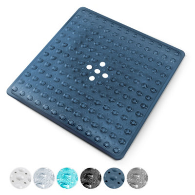 Keplin Non-Slip Rubber 54X54Cm Shower Mat200 Suction CupsBpaLatex FreeMachine WashableDark Blue from B&Q