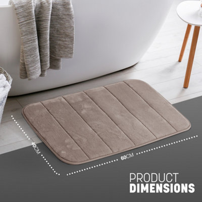 Keplin 40X60Cm Memory Foam Bath Mat Ultra SoftHighly AbsorbentNon SlipMachine WashableBeige from B&Q