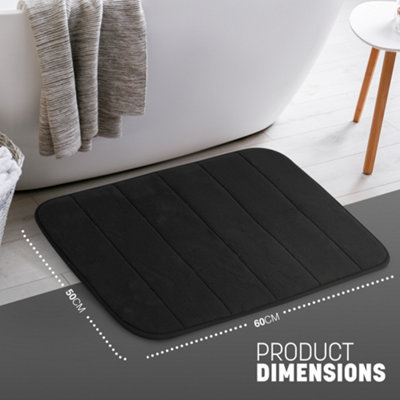 Keplin 50X60Cm Memory Foam Bath Mat Ultra SoftHighly AbsorbentNon SlipMachine WashableBlack from B&Q