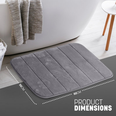 Keplin 50X60Cm Memory Foam Bath Mat Ultra SoftHighly AbsorbentNon SlipMachine WashableDark Grey from B&Q