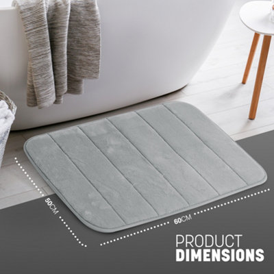 Keplin 50X60Cm Memory Foam Bath Mat Ultra SoftHighly AbsorbentNon SlipMachine WashableLight Grey from B&Q