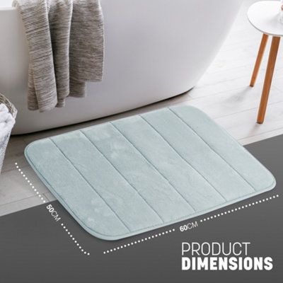 Keplin 50X60Cm Memory Foam Bath Mat Ultra SoftHighly AbsorbentNon SlipMachine WashableLight Blue from B&Q