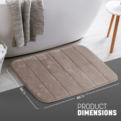 Keplin 50X60Cm Memory Foam Bath Mat Ultra SoftHighly AbsorbentNon SlipMachine WashableBeige from B&Q