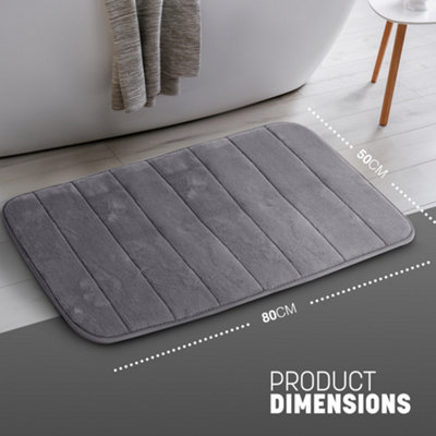Keplin 50X80Cm Memory Foam Bath Mat Ultra SoftHighly AbsorbentNon SlipMachine WashableDark Grey