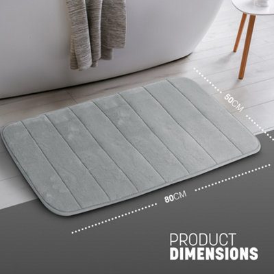 Keplin 50X80Cm Memory Foam Bath Mat Ultra SoftHighly AbsorbentNon SlipMachine WashableLight Grey from B&Q