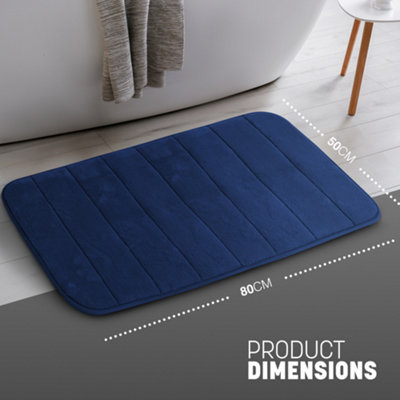 Keplin 50X80Cm Memory Foam Bath Mat Ultra SoftHighly AbsorbentNon SlipMachine WashableNavy from B&Q