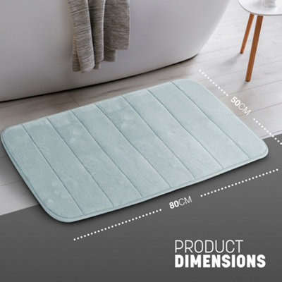 Keplin 50X80Cm Memory Foam Bath Mat Ultra SoftHighly AbsorbentNon SlipMachine WashableLight Blue