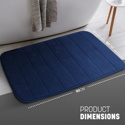 Keplin 60X90Cm Memory Foam Bath Mat Ultra SoftHighly AbsorbentNon SlipMachine WashableNavy from B&Q