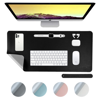 B&Q -  Reversible Black Office Desk Mat 40X80Cm Waterproof Faux Leather Table Surface Protector DeskMedium