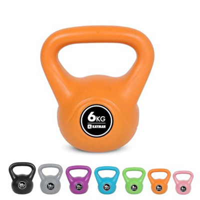 Kayman Kettlebell 4Kg, 6Kg, 8Kg, 12Kg, 16Kg, 20Kg Ergonomic Handle & Flat Bottom For Stability Home Gym