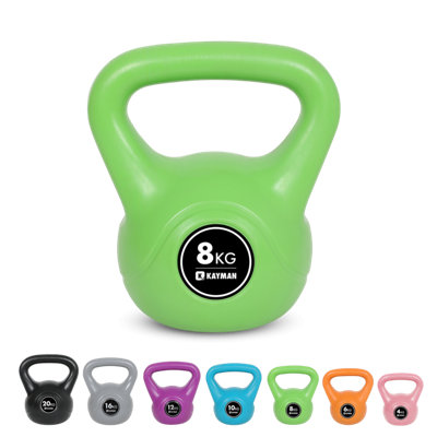 Kayman Kettlebell 4Kg, 6Kg, 8Kg, 12Kg, 16Kg, 20Kg Ergonomic Handle & Flat Bottom For Stability Home Gym