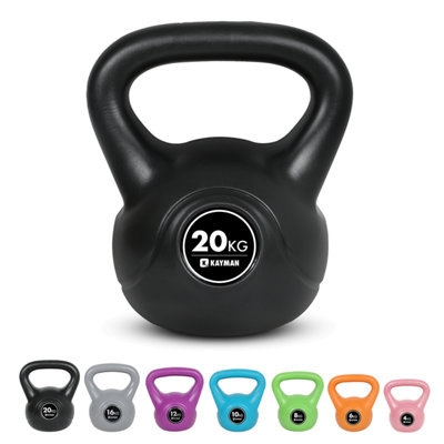 Kayman Kettlebell 4Kg, 6Kg, 8Kg, 12Kg, 16Kg, 20Kg Ergonomic Handle & Flat Bottom For Stability Home Gym