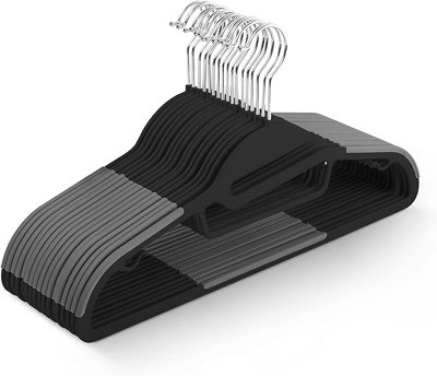 Keplin 20 Pack Slimline Non-Slip Hangers With 360 Swivel And Tie Organizer Black from B&Q